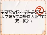 宁夏警官职业学院是双一流大学吗?(宁夏警官职业学院双一流？)