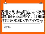 贵州水利水电职业技术学院最好的专业是哪个，详细阐述(贵州水利水电优势专业)