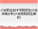 六安职业技术学院招生计划详细分析(六安职院招生解析)