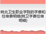 皖北卫生职业学院的学费和住宿费明细(皖卫学费住宿明细)
