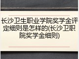 长沙卫生职业学院奖学金评定细则是怎样的(长沙卫职院奖学金细则)