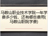 马鞍山职业技术学院一年学费多少钱，还有哪些费用(马鞍山职院学费)