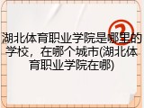 湖北体育职业学院是哪里的学校，在哪个城市(湖北体育职业学院在哪)