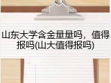 山东大学含金量量吗，值得报吗(山大值得报吗)