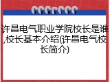 许昌电气职业学院校长是谁,校长基本介绍(许昌电气校长简介)