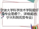 宁波大学科学技术学院最好的专业是哪个，详细阐述(宁大科院优势专业)