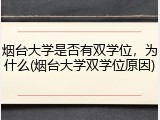 烟台大学是否有双学位，为什么(烟台大学双学位原因)