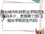 烟台城市科技职业学院招生编码多少，隶属哪个部门(烟台学院招生代码)
