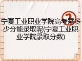 宁夏工业职业学院高考需多少分能录取呢(宁夏工业职业学院录取分数)