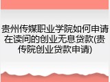 贵州传媒职业学院如何申请在读间的创业无息贷款(贵传院创业贷款申请)