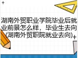 湖南外贸职业学院毕业后就业前景怎么样，毕业生去向(湖南外贸职院就业去向)