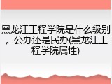 黑龙江工程学院是什么级别，公办还是民办(黑龙江工程学院属性)
