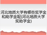 河北地质大学有哪些奖学金和助学金呢(河北地质大学奖助学金)