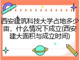 西安建筑科技大学占地多少亩，什么情况下成立(西安建大面积与成立时间)