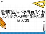 德州职业技术学院有几个校区,有多少人(德州职院校区及人数)