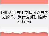 铜川职业技术学院可以自考去读吗，为什么(铜川自考可行吗)