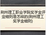 荆州理工职业学院奖学金评定细则是怎样的(荆州理工奖学金细则)