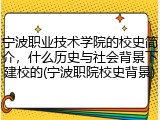 宁波职业技术学院的校史简介，什么历史与社会背景下建校的(宁波职院校史背景)