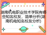 湖南机电职业技术学院有哪些知名校友，简单分析(湖南机电知名校友分析)