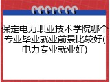 保定电力职业技术学院哪个专业毕业就业前景比较好(电力专业就业好)