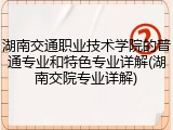湖南交通职业技术学院的普通专业和特色专业详解(湖南交院专业详解)