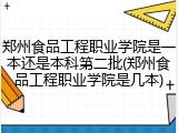 郑州食品工程职业学院是一本还是本科第二批(郑州食品工程职业学院是几本)
