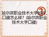哈尔滨职业技术大学如何，口碑怎么样？(哈尔滨职业技术大学口碑)