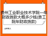 贵州工业职业技术学院一年财政拨款大概多少钱(贵工院年财政拨款)