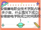 安徽邮电职业技术学院占地多少亩，什么情况下成立(安徽邮电学院成立时间面积)