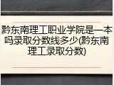 黔东南理工职业学院是一本吗录取分数线多少(黔东南理工录取分数)