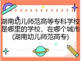 湖南幼儿师范高等专科学校是哪里的学校，在哪个城市(湖南幼儿师范高专)