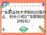 广东职业技术学院校训是什么，校长介绍(广东职院校训校长)