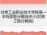 甘肃工业职业技术学院是一本吗录取分数线多少(甘肃工院分数线)