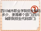 四川城市职业学院招生编码多少，隶属哪个部门(四川城职院招生代码部门)