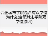 合肥城市学院是否有双学位，为什么(合肥城市学院双学位原因)