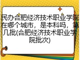 民办合肥经济技术职业学院在哪个城市，是本科吗，第几批(合肥经济技术职业学院批次)