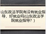山东政法学院有没有就业指导，好就业吗(山东政法学院就业指导？)