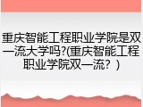 重庆智能工程职业学院是双一流大学吗?(重庆智能工程职业学院双一流？)