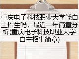 重庆电子科技职业大学能自主招生吗，最近一年简章分析(重庆电子科技职业大学自主招生简章)