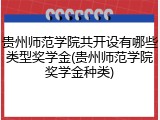 贵州师范学院共开设有哪些类型奖学金(贵州师范学院奖学金种类)
