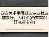 西安美术学院哪些专业就业前景好，为什么(西安美院好就业专业)