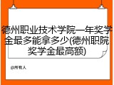 德州职业技术学院一年奖学金最多能拿多少(德州职院奖学金最高额)