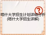 喀什大学招生计划详细分析(喀什大学招生详解)