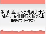 乐山职业技术学院属于什么档次，专业排行分析(乐山职院专业档次)