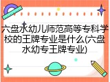 六盘水幼儿师范高等专科学校的王牌专业是什么(六盘水幼专王牌专业)