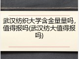 武汉纺织大学含金量量吗，值得报吗(武汉纺大值得报吗)
