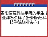 贵阳信息科技学院的学生毕业都怎么样了(贵阳信息科技学院毕业去向)