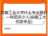 安徽工业大学什么专业最好，一年招多少人(安徽工大优势专业)