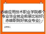 赤峰应用技术职业学院哪个专业毕业就业前景比较好(赤峰职院好就业专业)
