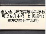崇左幼儿师范高等专科学校可以专升本吗，如何操作(崇左幼专升本流程)